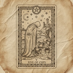 फाइव ऑफ कप्स tarot card