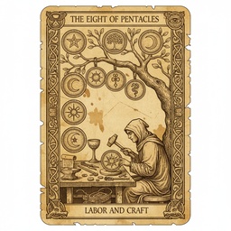 पेंटाकल्स का आठ tarot card