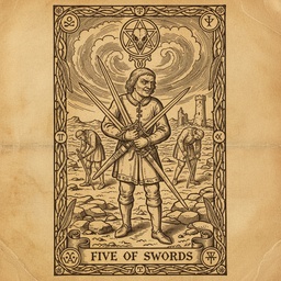 फाइव ऑफ स्वॉर्ड्स tarot card