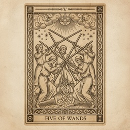 फाइव ऑफ वैंड्स tarot card